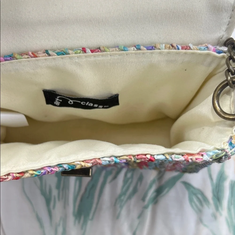 art class Pastel Multicolor Woven Crossbody Bag with Chain Strap